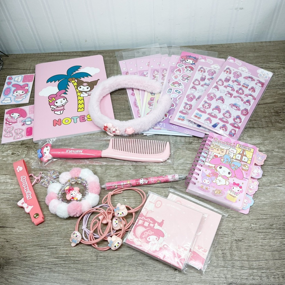 Sanrio My Melody Stationery Accessory Lot Stickers Notebook Headband Pen Bundle